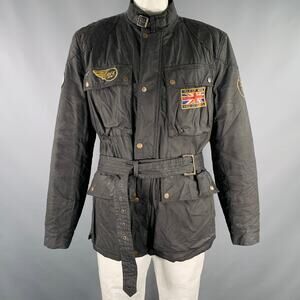 RUGBY Size XL Black Embellishment Coated Canvas Army Jacket